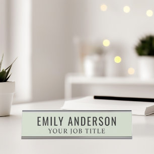 Modern Sage Green Office Employee Desk Name Plate