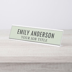 Modern Sage Green Office Employee Desk Name Plate