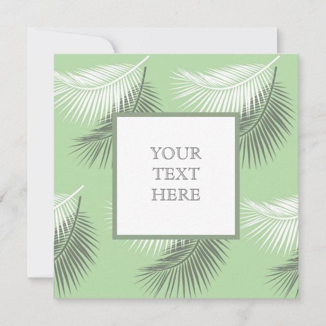 Modern Sage Green Palm Tree Leaf sage green card (Front)