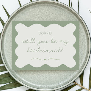 Modern Sage Green Personalised Bridesmaid Proposal Card
