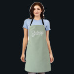 Modern Sage Green Personalised Monogram and Name  Apron<br><div class="desc">The Modern Sage Green Personalised Monogram and Name Apron is a stylish and practical addition to your kitchen attire. It features a sophisticated sage green colour with your personalised monogram and name, offering a unique and elegant touch. This apron is designed to protect your clothing while cooking or baking, combining...</div>