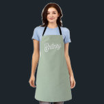 Modern Sage Green Personalised Monogram and Name  Apron<br><div class="desc">The Modern Sage Green Personalised Monogram and Name Apron is a stylish and practical addition to your kitchen attire. It features a sophisticated sage green colour with your personalised monogram and name, offering a unique and elegant touch. This apron is designed to protect your clothing while cooking or baking, combining...</div>