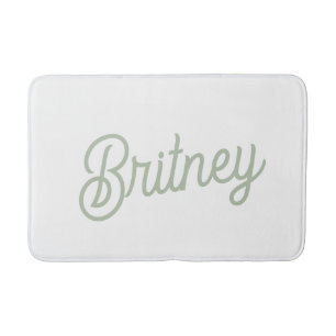 Modern Sage Green Personalised Monogram and Name Bath Mat