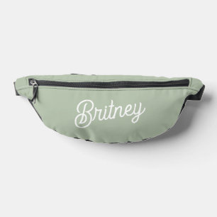 Modern Sage Green Personalised Monogram and Name  Bum Bags