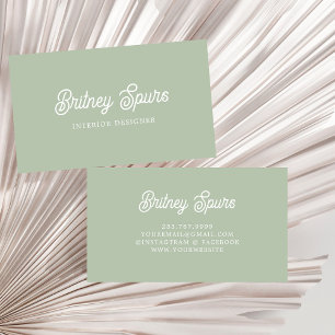 Modern Sage Green Personalised Monogram and Name Business Card