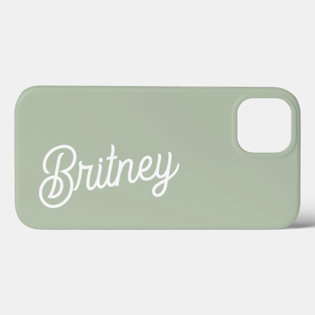 Modern Sage Green Personalised Monogram and Name  Case-Mate iPhone Case (Back (Horizontal))