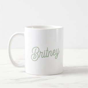 Modern Sage Green Personalised Monogram and Name Coffee Mug