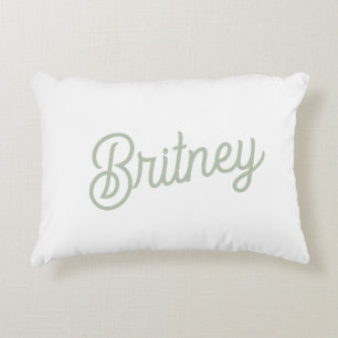 Modern Sage Green Personalised Monogram and Name Decorative Cushion