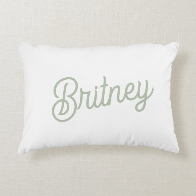 Modern Sage Green Personalised Monogram and Name  Decorative Cushion (Front)