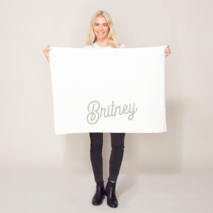 Modern Sage Green Personalised Monogram and Name  Fleece Blanket