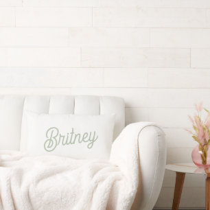 Modern Sage Green Personalised Monogram and Name Lumbar Cushion