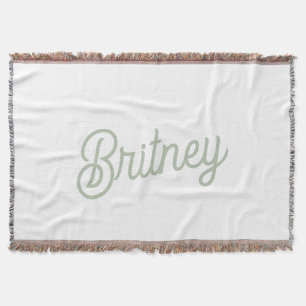 Modern Sage Green Personalised Monogram and Name  Throw Blanket