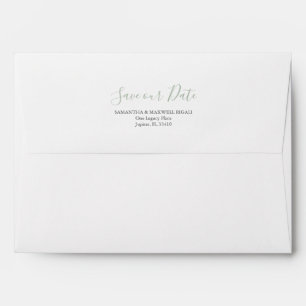 Modern Sage Green Pre Addressed Wedding Envelope