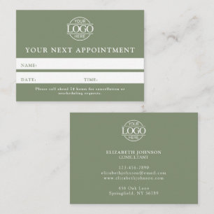 Modern Sage Green Professional Simple Reminder Appointment Card