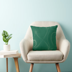 Modern Sage Green Psychedelic Topographic Line Art Cushion
