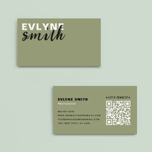 Modern Sage Green QR CODE Digital Contact Business Card