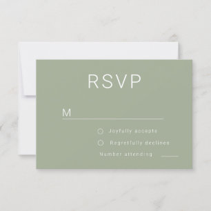 Modern Sage Green Rose Gold Minimalist Wedding RSVP Card