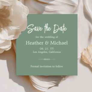 Modern Sage Green Save The Date QR Wedding Invitation