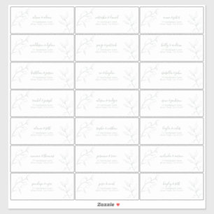 Modern Sage Green Script Botanical Guest Address