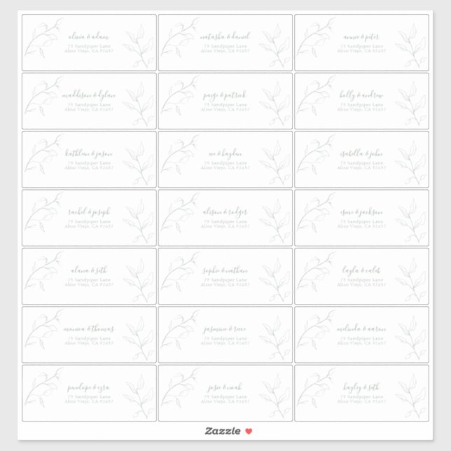 Modern Sage Green Script Botanical Guest Address (Sheet)