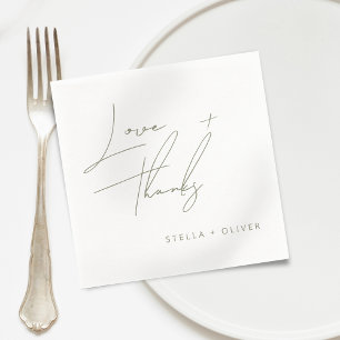 Modern Sage Green Script Love Thanks Paper Napkin