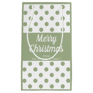 Modern Sage Green Script Merry Christmas Small Gift Bag