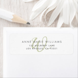 Modern Sage Green Script Monogram Return Address Label