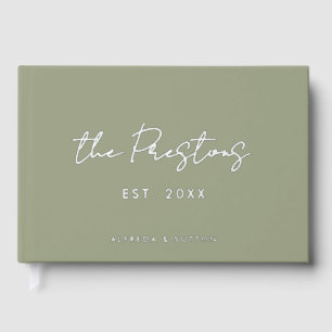 Modern Sage Green & Silver Foil Wedding Guest Book