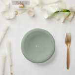Modern Sage Green Simple Monogram Wedding Paper Plate<br><div class="desc">Modern style wedding paper bowls featuring a simple yet elegant design.</div>