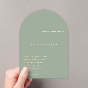 Modern Sage Green Simple Wedding Acrylic Invitations