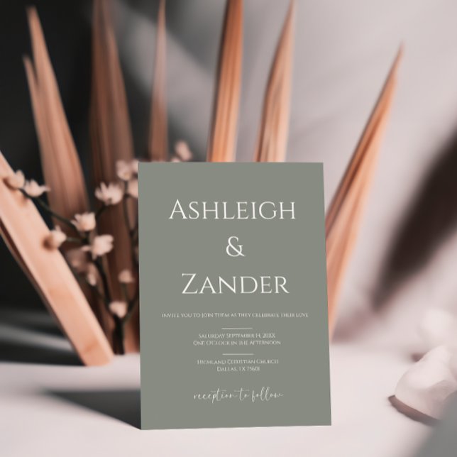 Modern Sage Green Simple Wedding Invitation (Creator Uploaded)