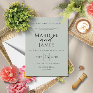 Modern Sage Green Simple Wedding Invitation