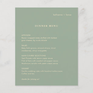 Modern Sage Green Simple Wedding Menu