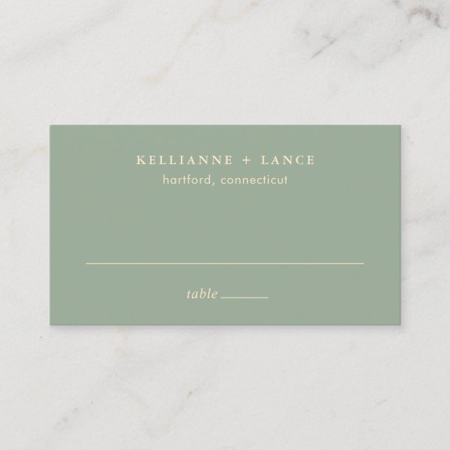 Modern Sage Green Simple Wedding Place Card (Front)