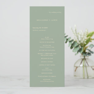 Modern Sage Green Simple Wedding Program