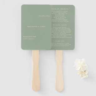 Modern Sage Green Simple Wedding Program Hand Fan