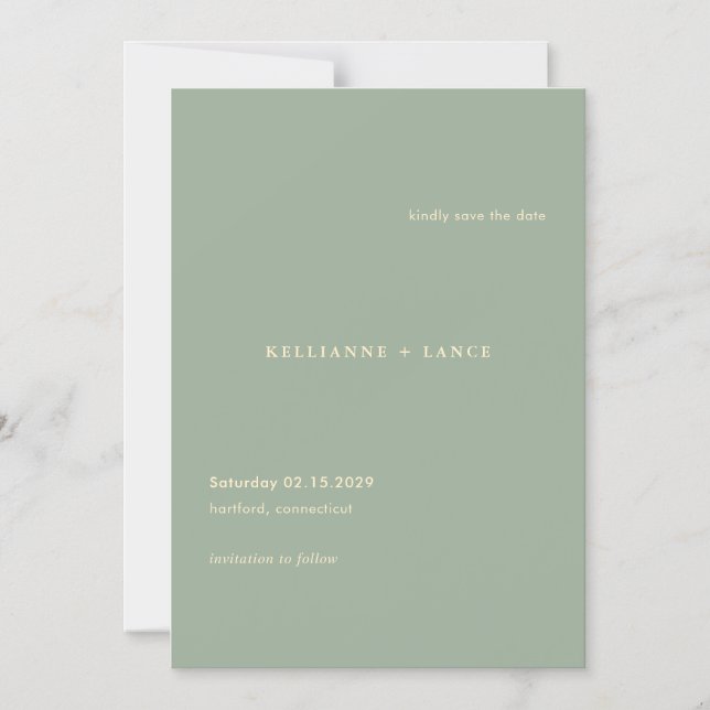 Modern Sage Green Simple Wedding Save the Date Magnetic Invitation (Front)