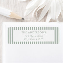 Modern Sage Green Stripes Return Address