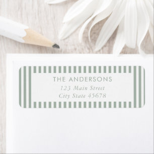 Modern Sage Green Stripes Return Address Label