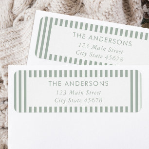 Modern Sage Green Stripes Return Address Label
