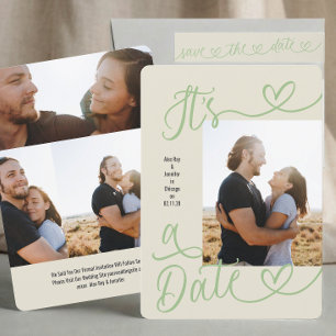 Modern Sage Green Sweetheart Wedding Save The Date