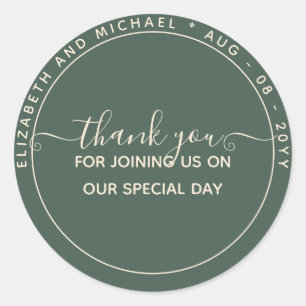 Modern Sage Green Thank You Favour Classic Round S Classic Round Sticker