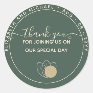 Modern Sage Green Thank You Favour Classic Round Sticker