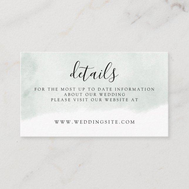 Modern Sage Green Watercolor Wedding Details Enclosure Card (Front)