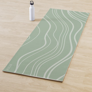 Modern Sage Green Wave Personalised Yoga Mat