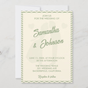 Modern Sage Green Wavy Stripe Wedding Invitation