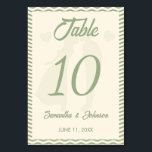 Modern Sage Green Wavy Stripe Wedding Table Number<br><div class="desc">Guide your guests in style with this modern sage green wavy stripe wedding table number. The soft flowing stripe design adds a chic and contemporary touch, perfect for modern, minimalist, or nature-inspired wedding themes. Fully customizable to coordinate with your wedding stationery suite, this elegant table number helps create a beautifully...</div>