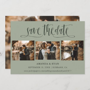 Modern Sage Green Wedding 4 Photo Save The Date