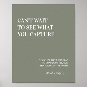 Modern Sage Green Wedding Disposable Camera Sign