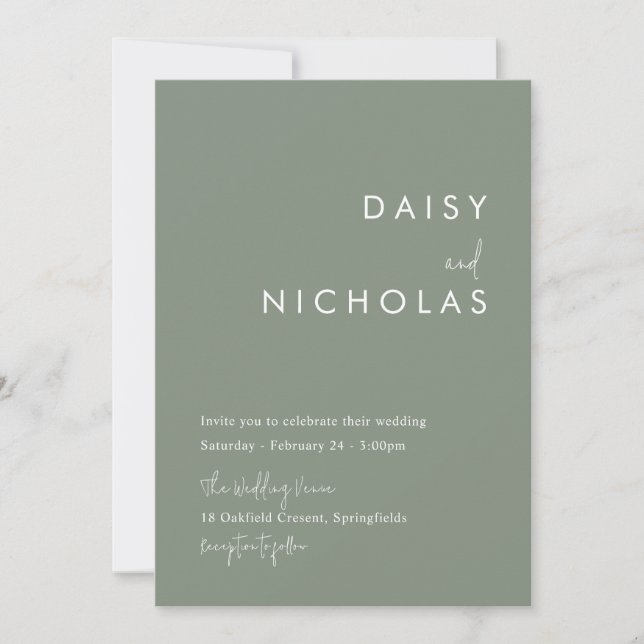 Modern Sage Green Wedding Invitation (Front)